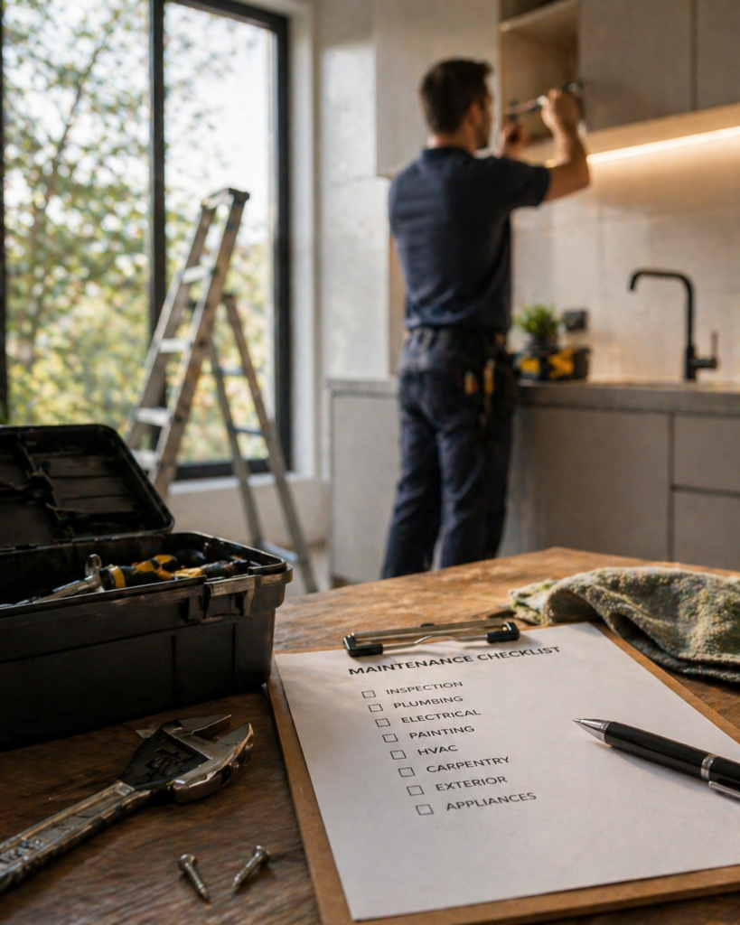 KI-generiertes Bild einer Küche mit Handwerker